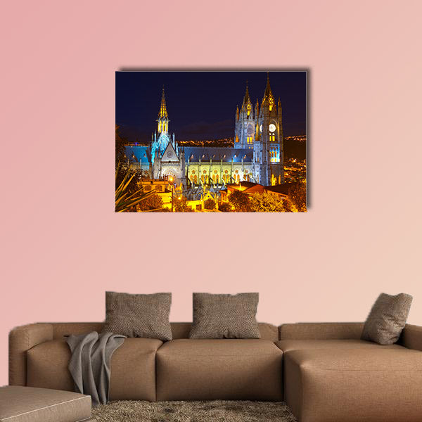  Basilica of national vote by night, Quito Ecuador multi panel canvas wall art