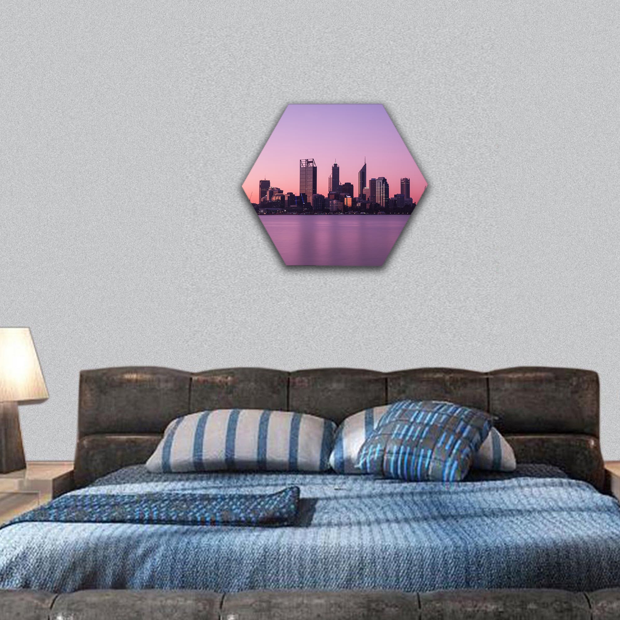 Cityscape in Perth, Australia hexagonal canvas wall art