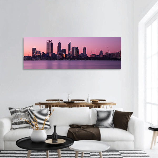 Cityscape in Perth, Australia. Photo shoot at night panoramic canvas wall art