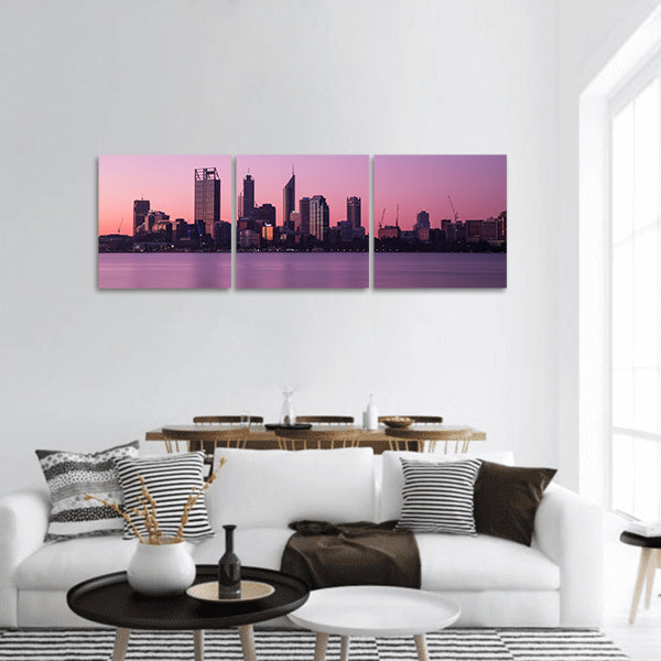 Cityscape in Perth, Australia. Photo shoot at night panoramic canvas wall art