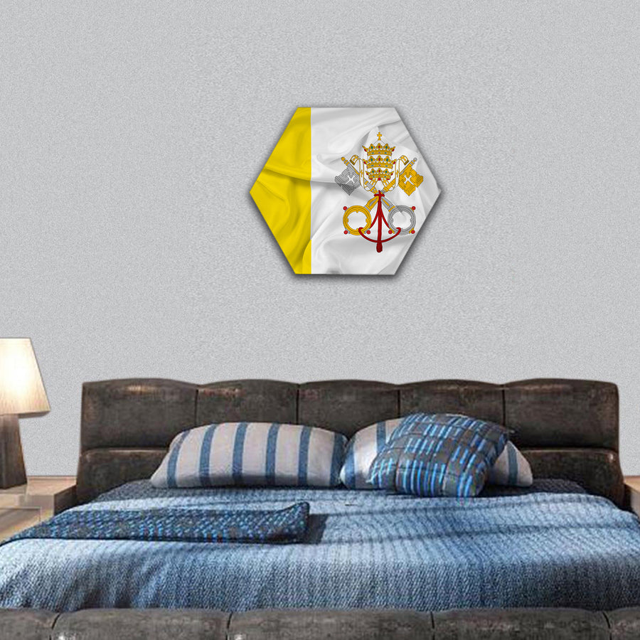Waving Vatican City Flag hexagonal canvas wall art