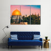 A Mesmerizing Beauty Of the Scene Of The Dome Of The Jerusalem At Sunset Multi Panel Canvas Wall Art