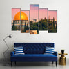 A Mesmerizing Beauty Of the Scene Of The Dome Of The Jerusalem At Sunset Multi Panel Canvas Wall Art