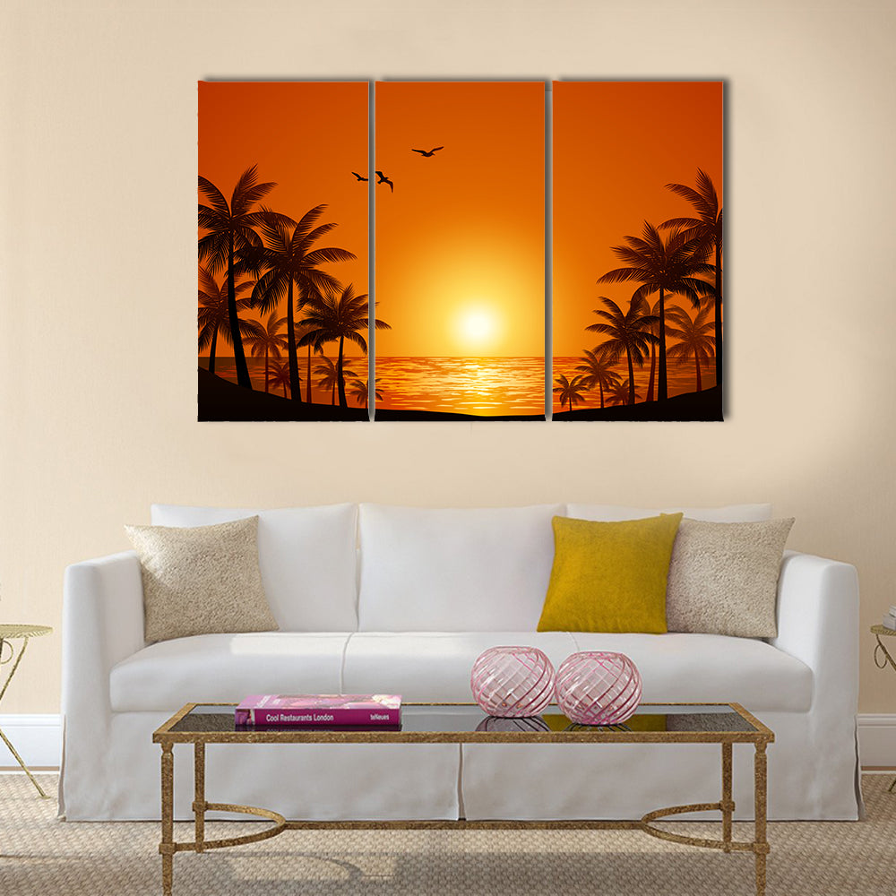 Palm trees multi panel canvas wall art