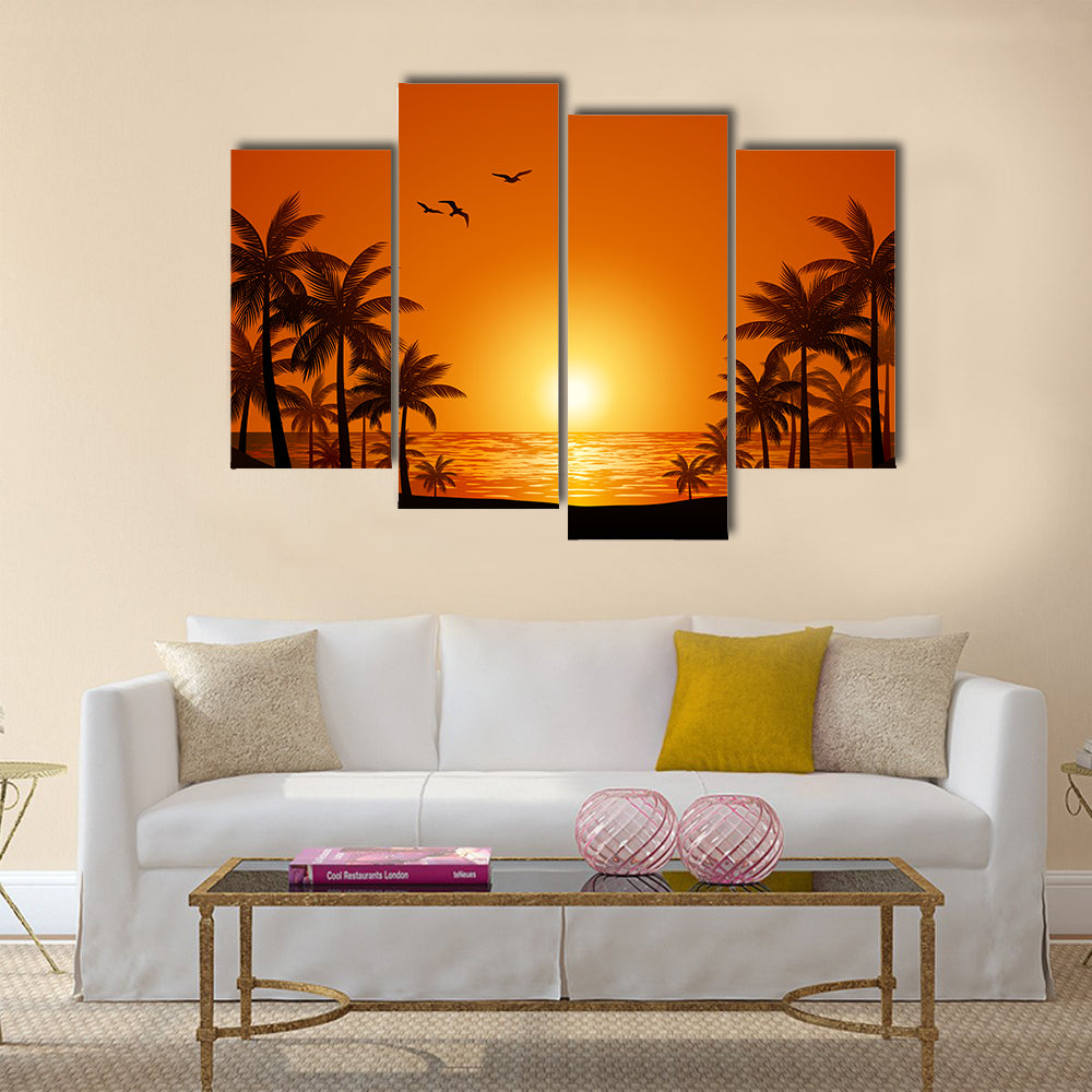 Palm trees multi panel canvas wall art