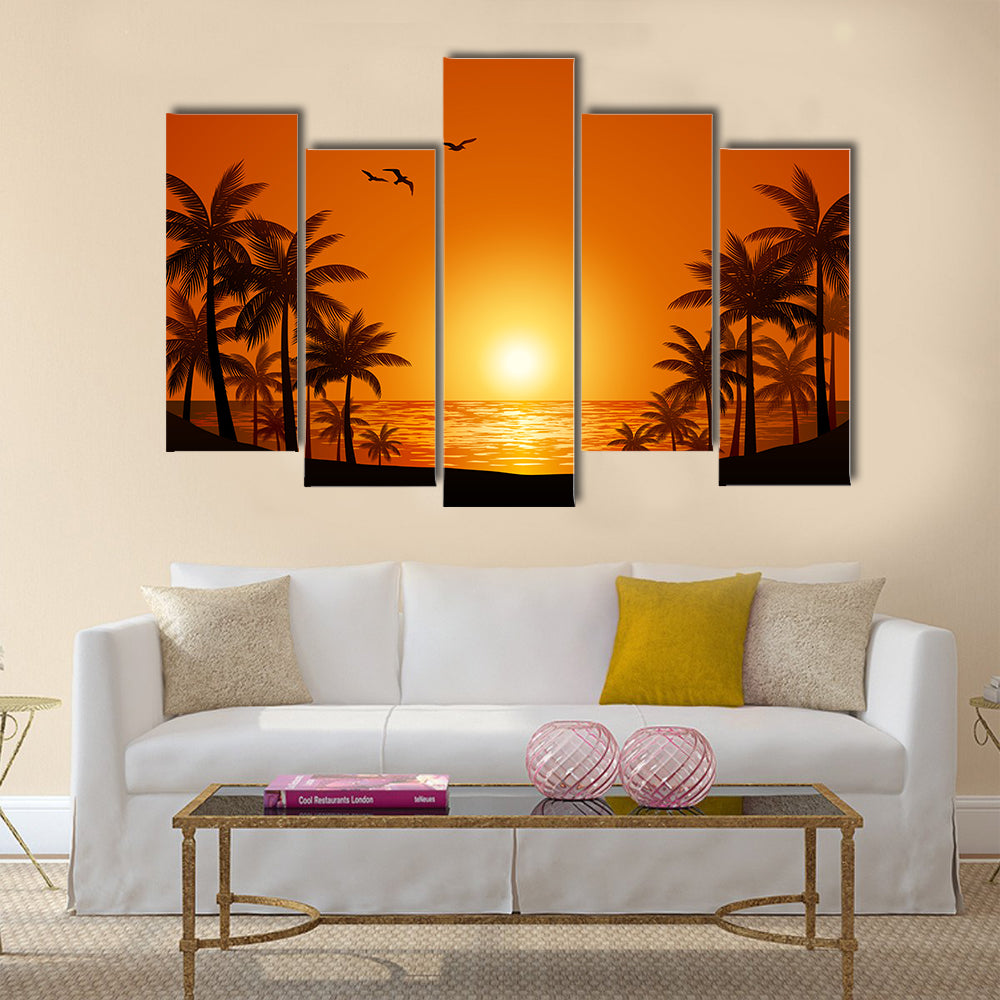 Palm trees multi panel canvas wall art