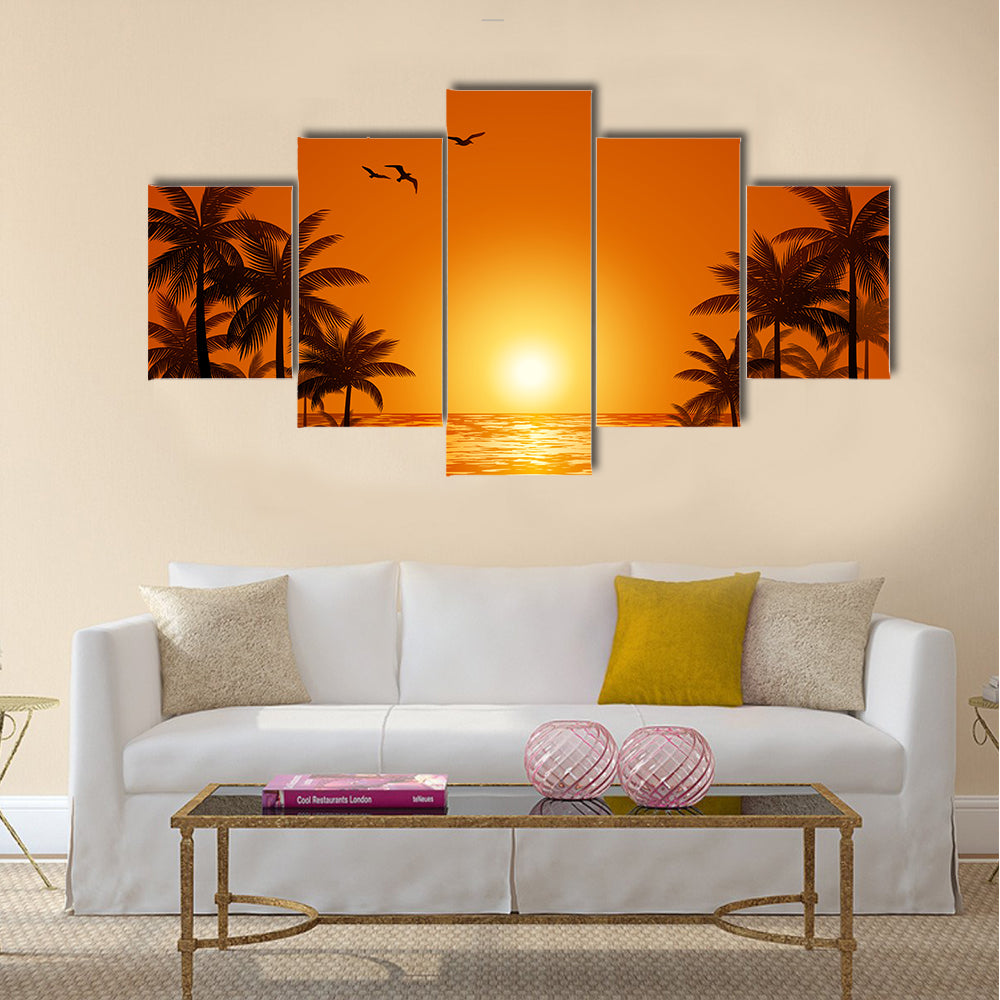 Palm trees multi panel canvas wall art