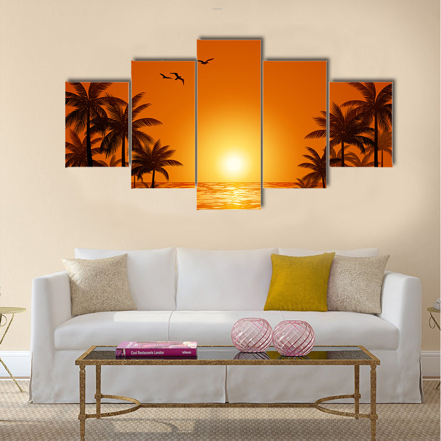 Palm trees multi panel canvas wall art