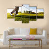 Golfer performs a golf shot from the fairway Multi Panel Canvas Wall Art