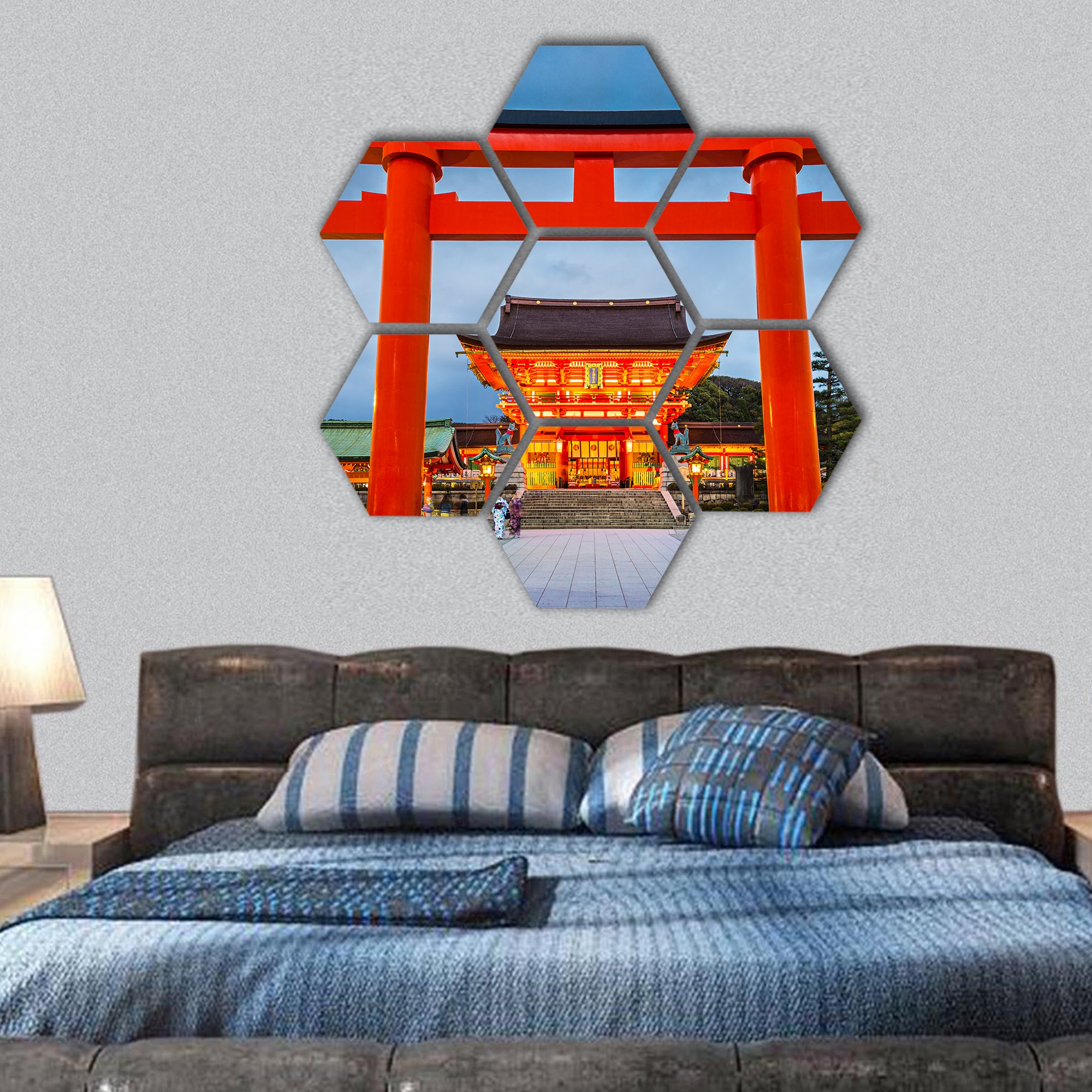 Fushimi Inari Taisha Shrine in Kyoto, Japan hexagonal canvas wall art
