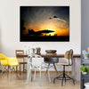 Military Aircraft Take Off On A Sunset Multi Panel Canvas Wall Art