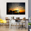 Military Aircraft Take Off On A Sunset Multi Panel Canvas Wall Art