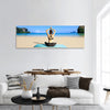 Yoga woman on sea coast Panoramic Canvas Wall Art