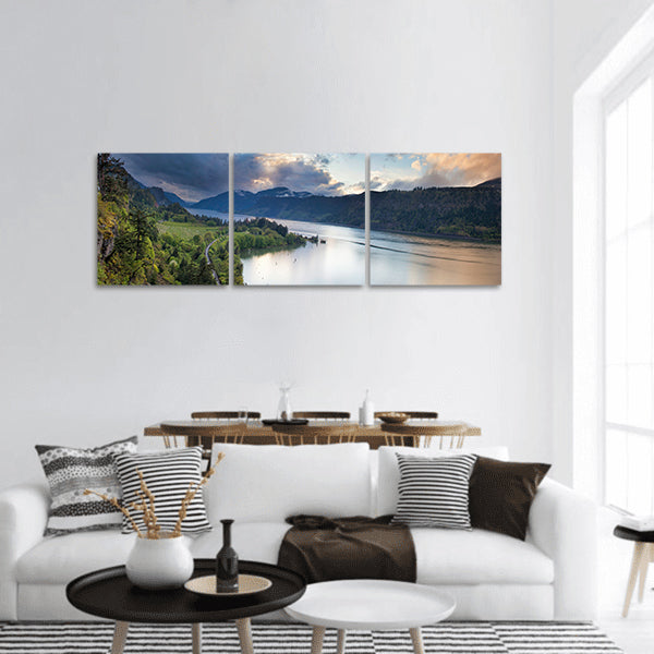 Columbia River Gorge at Hood River Oregon Panoramic Canvas Wall Art