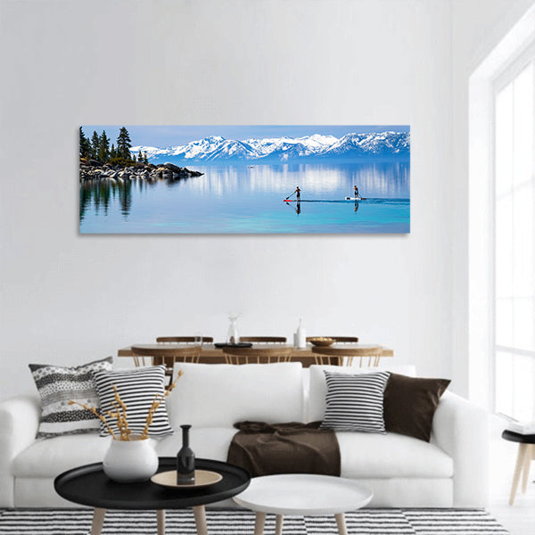 Paddle boarding panoramic canvas wall art