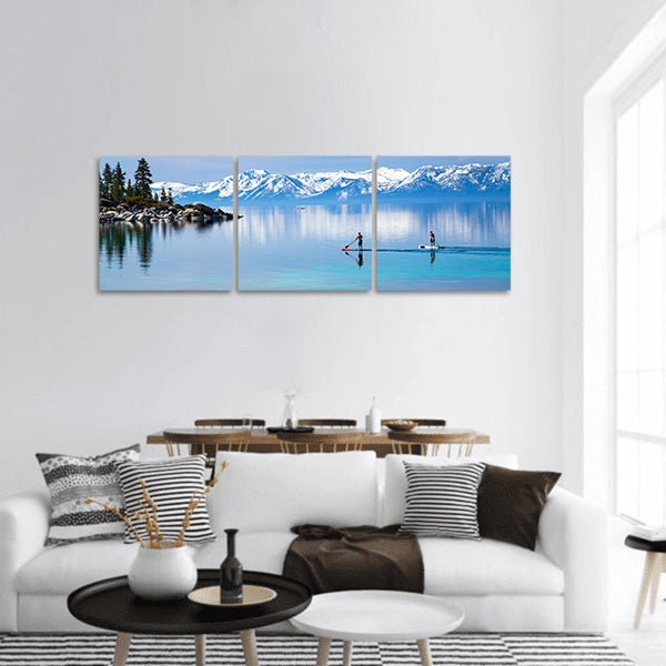 Paddle boarding panoramic canvas wall art
