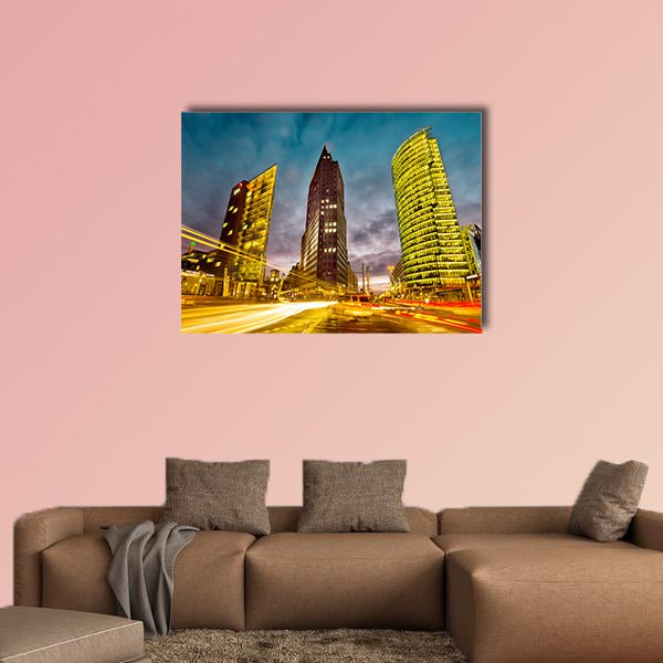Intersection in front of the Potsdamer Platz in the city center canvas wall art