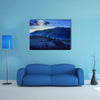 Mountain Summer Landscape Meadow And Forest On Hillside Under Sky Moon Light Multi Panel Canvas Wall Art