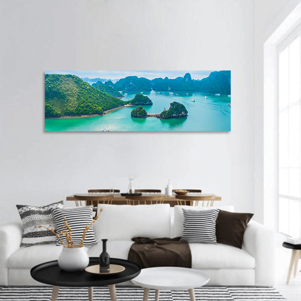 islands in Halong Bay, Vietnam, Southeast Asia Panoramic Canvas Wall Art