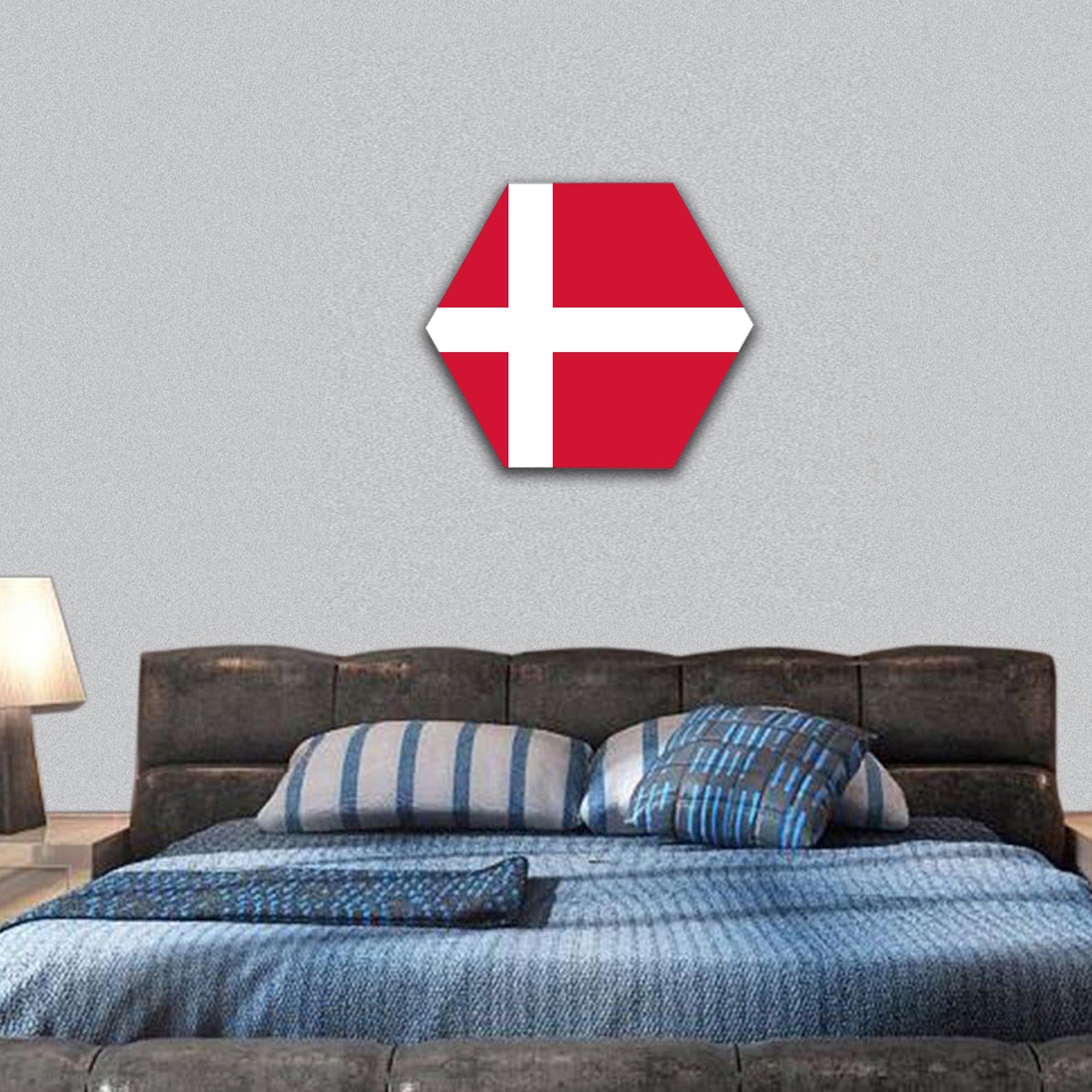 Denmark Flag hexagonal canvas wall art