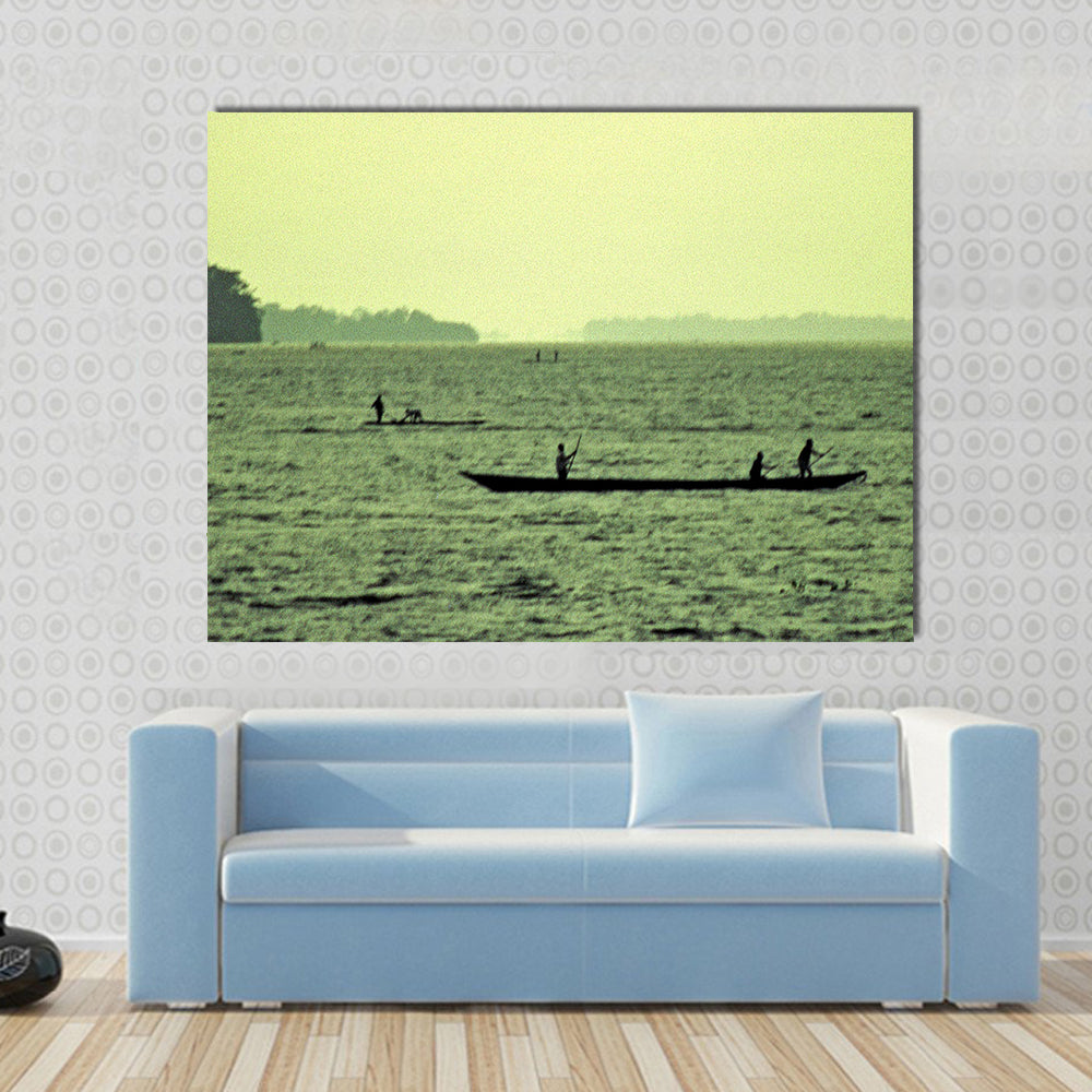 Congo river canoes Multi panel canvas wall art