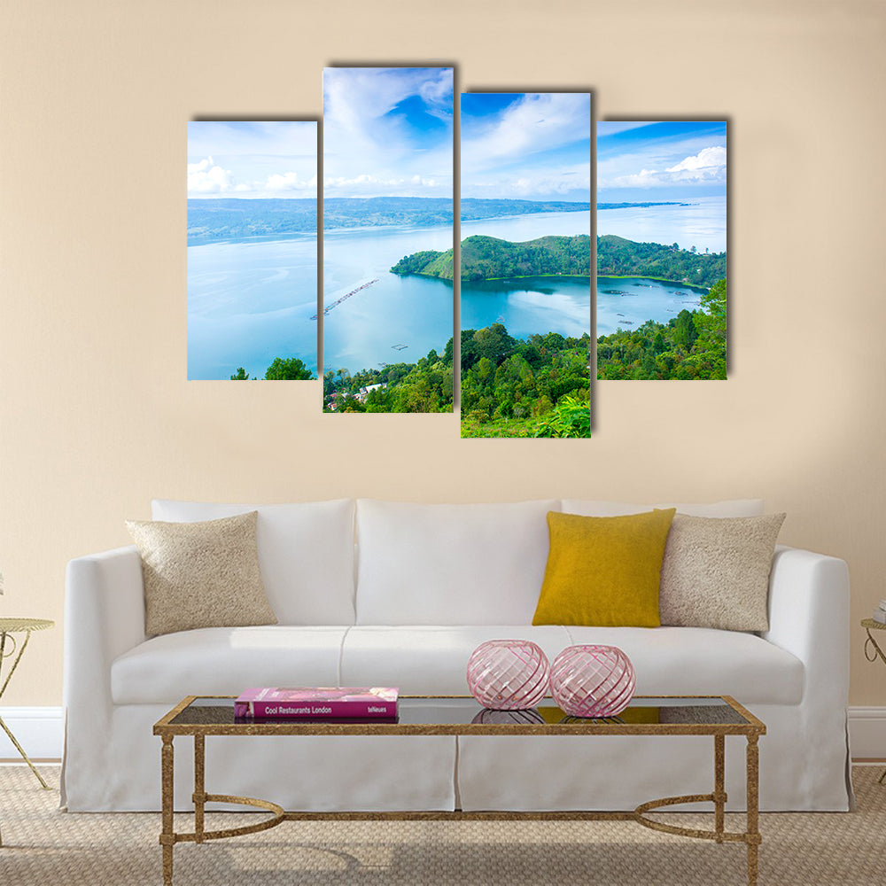 The Danau Toba lake scenery from highland multi panel canvas wall art