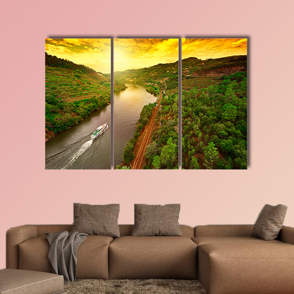 Vineyards in the Valley of the River Douro, Portugal multi panel canvas wall art