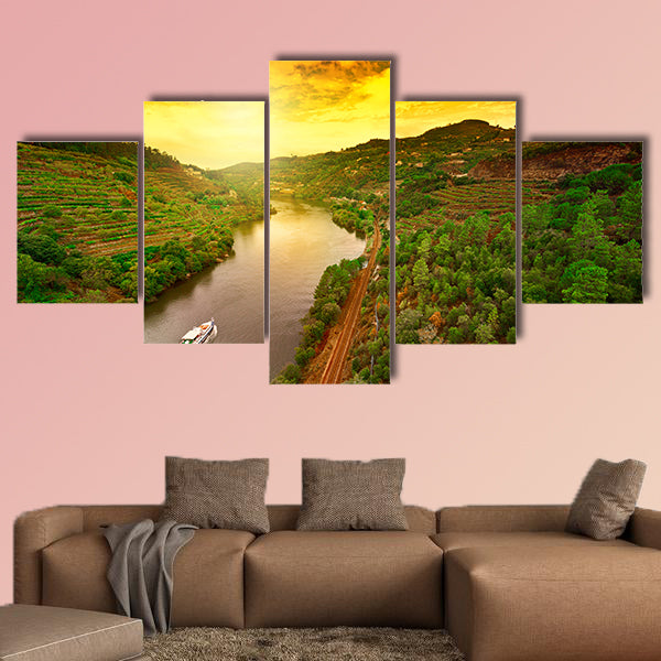 Vineyards in the Valley of the River Douro, Portugal multi panel canvas wall art