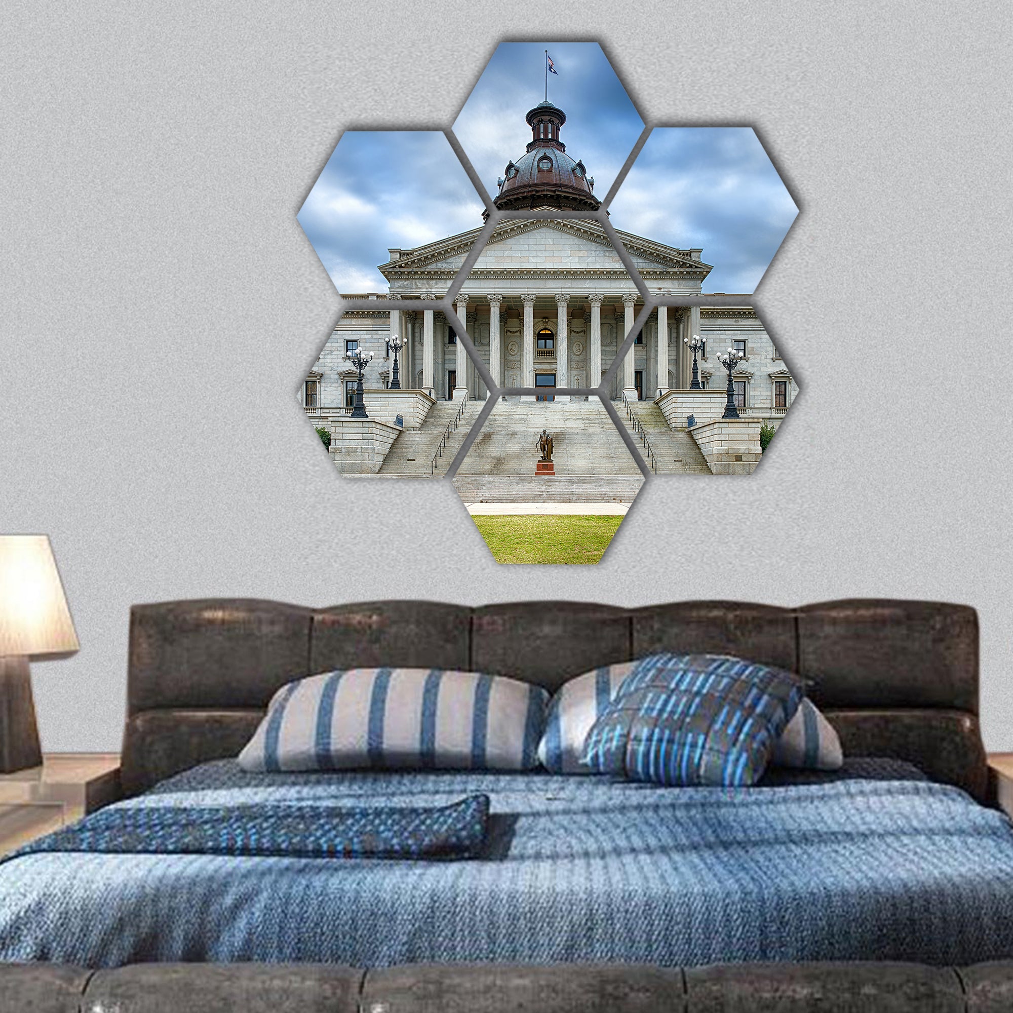 South Carolina state capitol building hexagonal canvas wall art