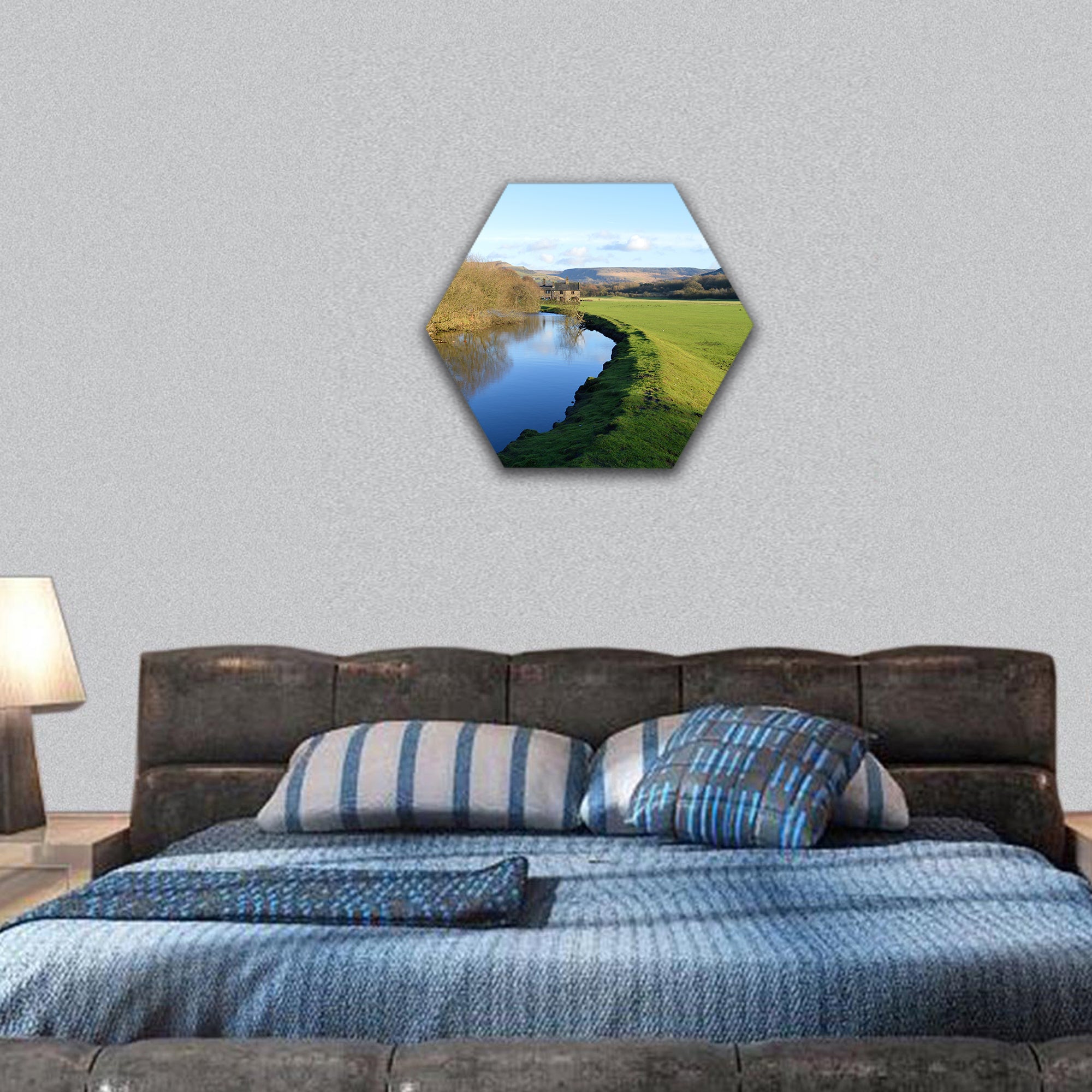 River Tame in Friezland Oldham hexagonal canvas wall art