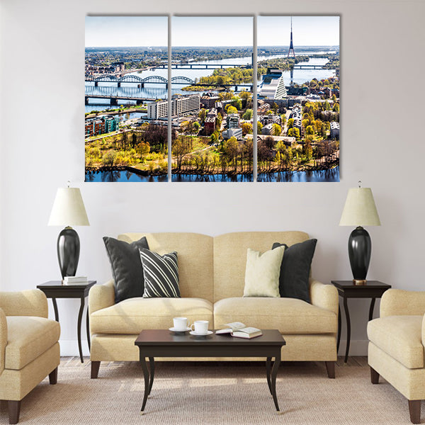 Amazing Panorama of Riga city Latvia Multi panel canvas wall art