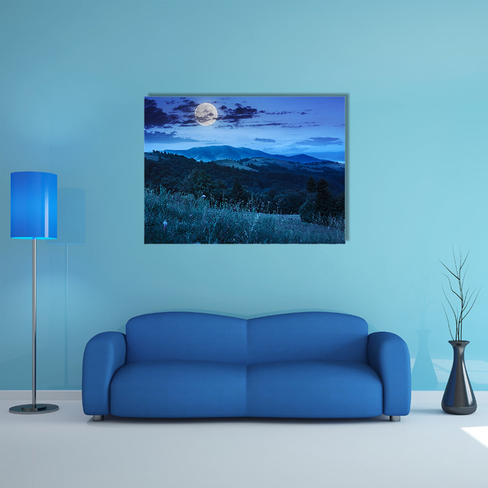 The Slope Of A Mountain Range With Coniferous Forest And Valley Multi Panel Canvas Wall Art