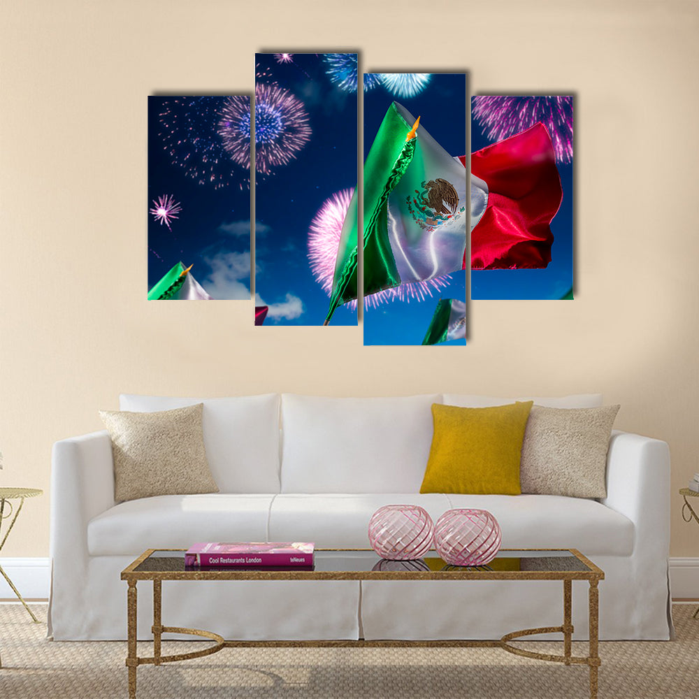 Mexican Flags with dramatic lighting Multi panel canvas wall art