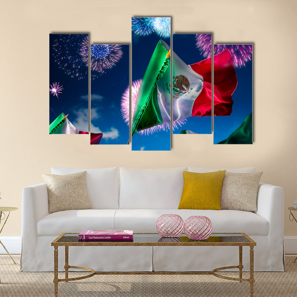 Mexican Flags with dramatic lighting Multi panel canvas wall art