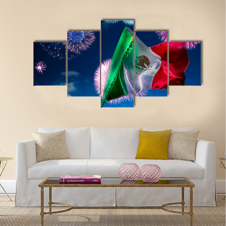 Mexican Flags with dramatic lighting Multi panel canvas wall art