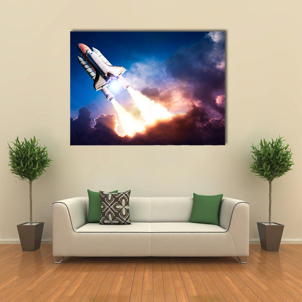 Space Shuttle Going On A Mission Multi Panel Canvas Wall Art