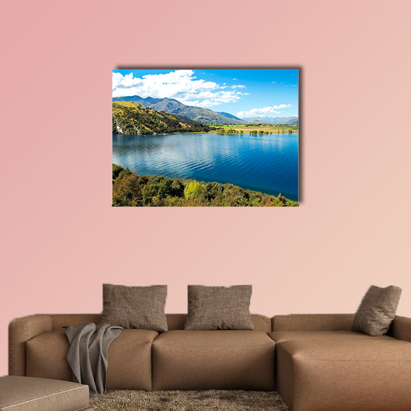 Picturesque landscape with a lake in the south of New Zealand Multi panel canvas wall art