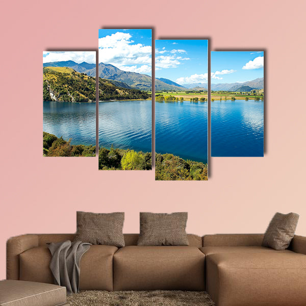 Picturesque landscape with a lake in the south of New Zealand Multi panel canvas wall art