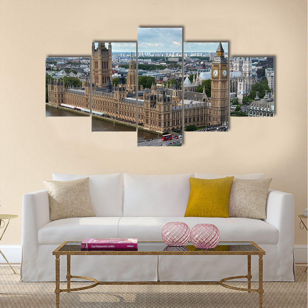 House of parliament in London View from London Eye Multi panel canvas wall art