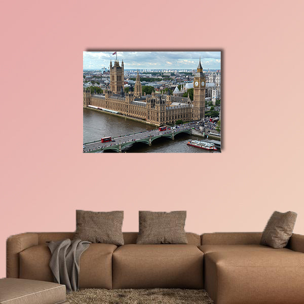 House of parliament in London View from London Eye multi panel canvas wall art