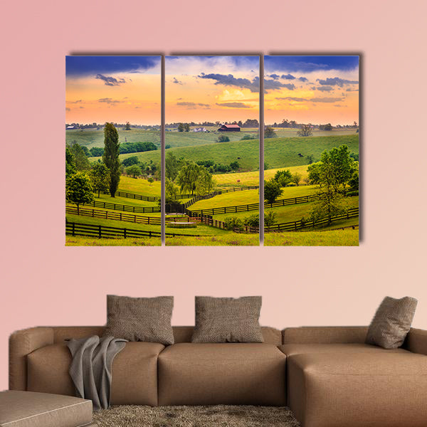 Evening scene in Kentucky Multi panel canvas wall art.
