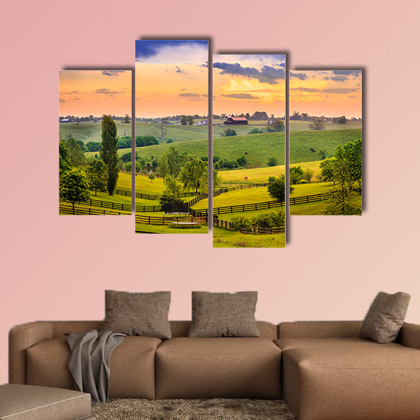 Evening scene in Kentucky Multi panel canvas wall art.