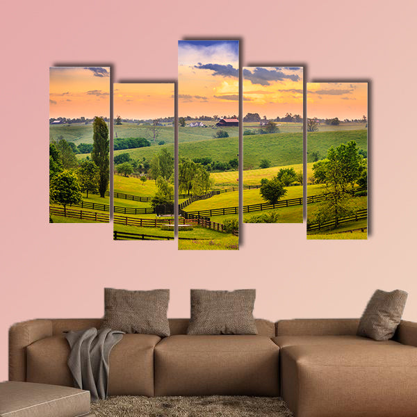 Evening scene in Kentucky Multi panel canvas wall art.