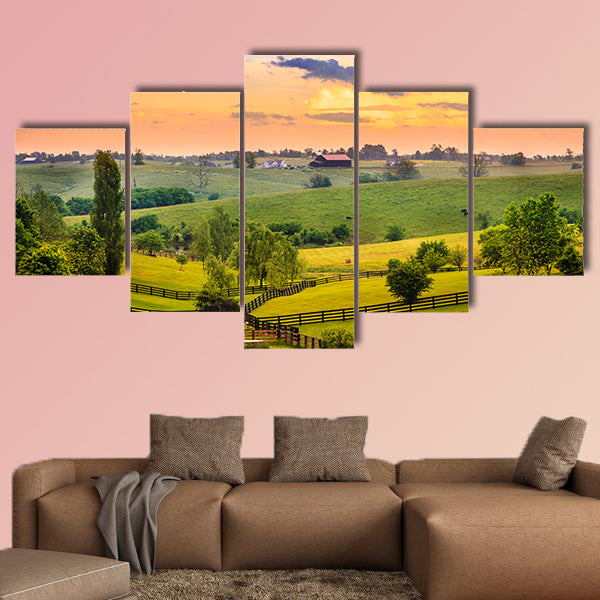Evening scene in Kentucky Multi panel canvas wall art.