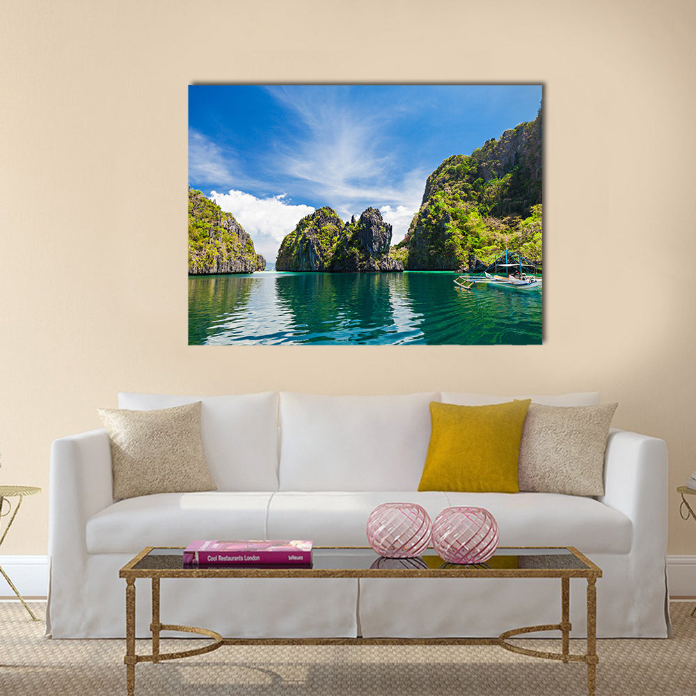 Traditional Filippino boat in the sea, Philippines multi panel canvas wall art