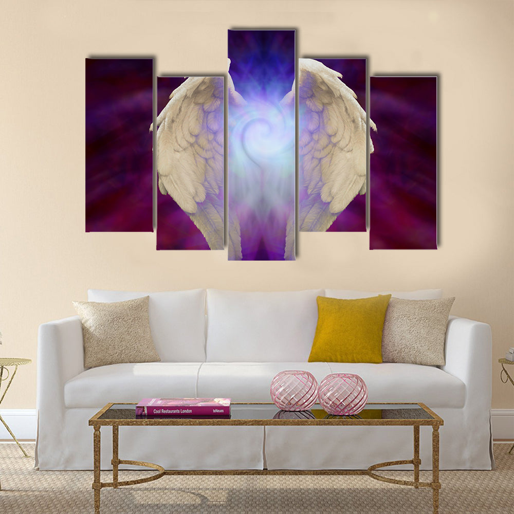 Angel Wings and Universal Spiral Multi Panel Canvas Wall Art