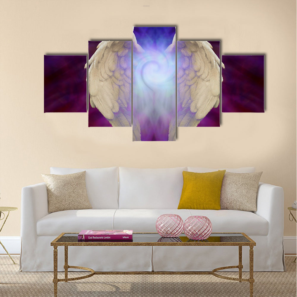 Angel Wings and Universal Spiral Multi Panel Canvas Wall Art