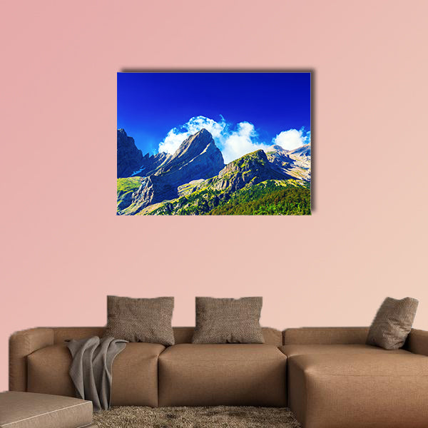 Pyrenees Mountains summer panorama. Multi panel canvas wall art