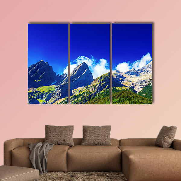 Pyrenees Mountains summer panorama. Multi panel canvas wall art