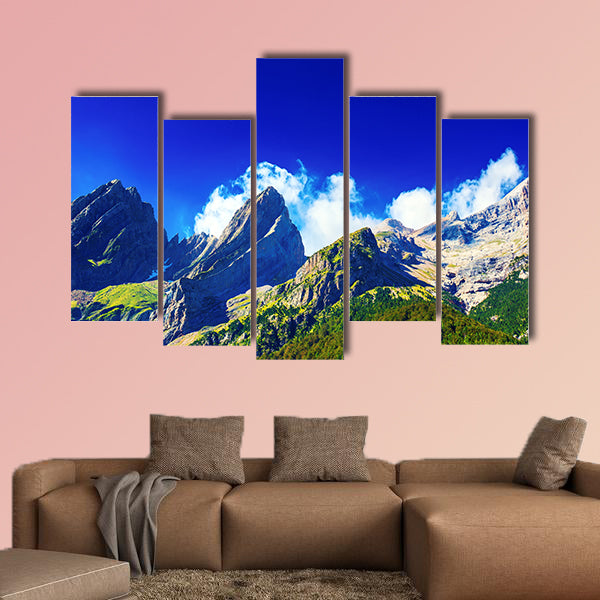 Pyrenees Mountains summer panorama. Multi panel canvas wall art